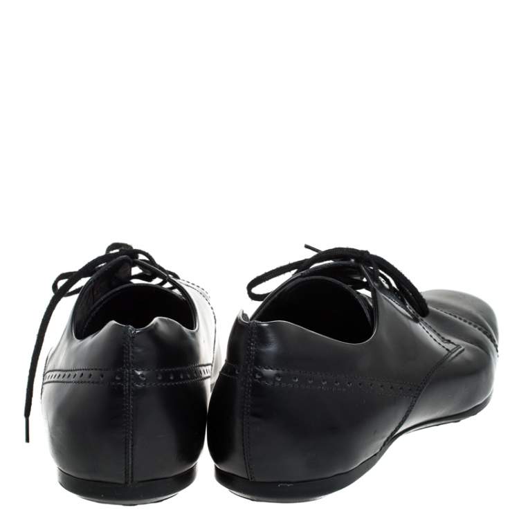 Pre Owned Tod's Black Leather Brogue Detail Lace Up Derby Size 43