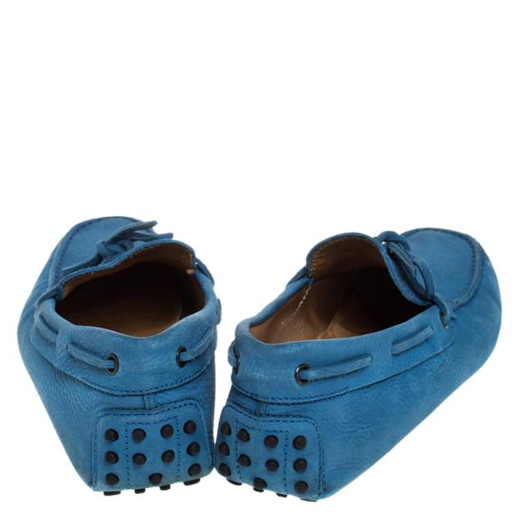 Pre Owned Tod's Blue Nubuck Leather City Gommino Loafers Size 40