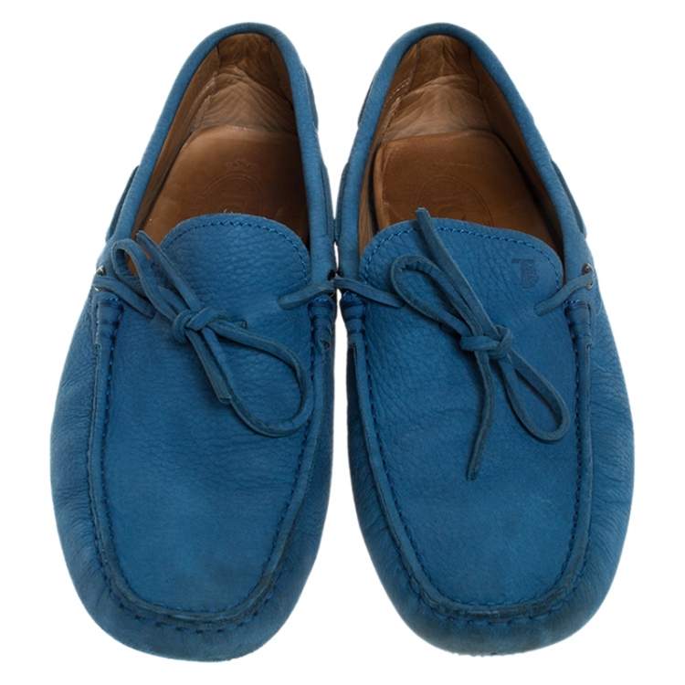Pre Owned Tod's Blue Nubuck Leather City Gommino Loafers Size 40