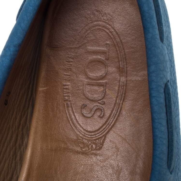 Pre Owned Tod's Blue Nubuck Leather City Gommino Loafers Size 40
