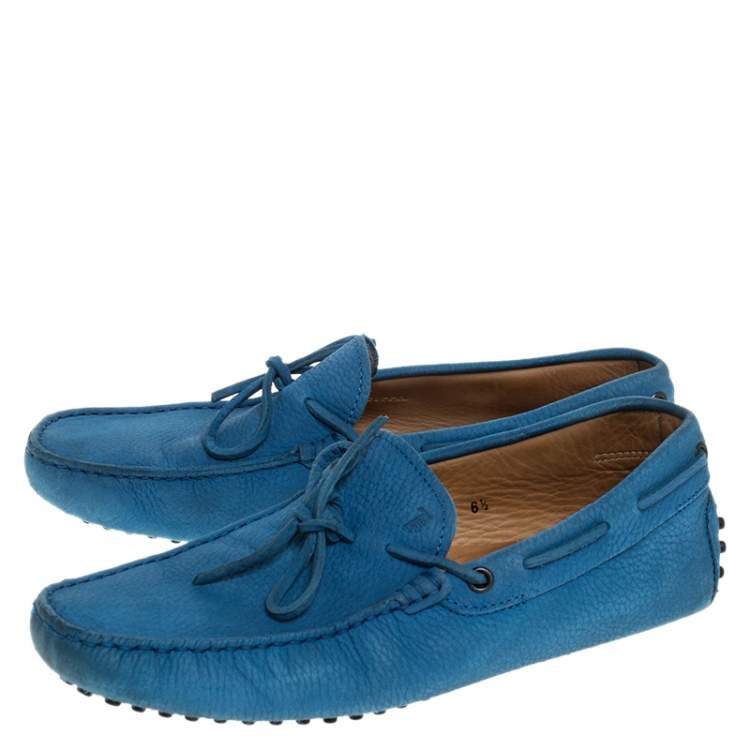 Pre Owned Tod's Blue Nubuck Leather City Gommino Loafers Size 40