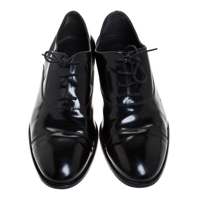 Pre Owned Tod's Black Leather Lace Up Oxford Size 45