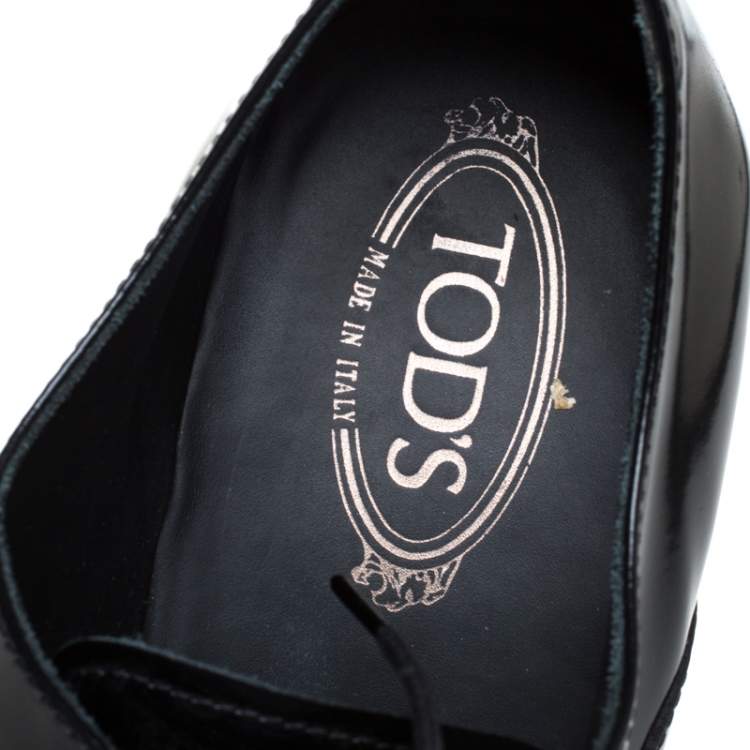 Pre Owned Tod's Black Leather Lace Up Oxford Size 45