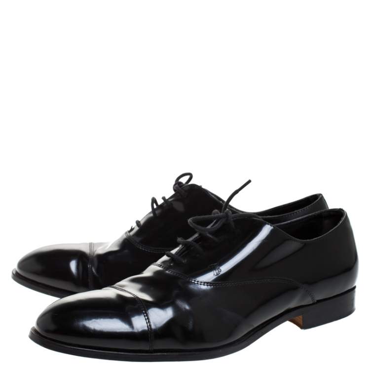 Pre Owned Tod's Black Leather Lace Up Oxford Size 45