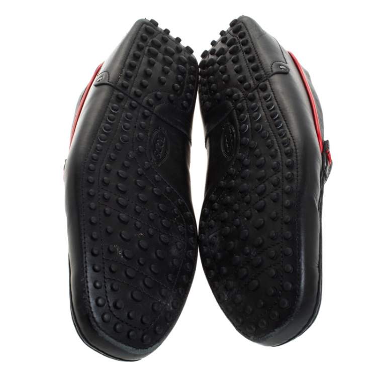Pre Owned Tod's For Ferrari Black Leather Slip On Loafers Size 44.5