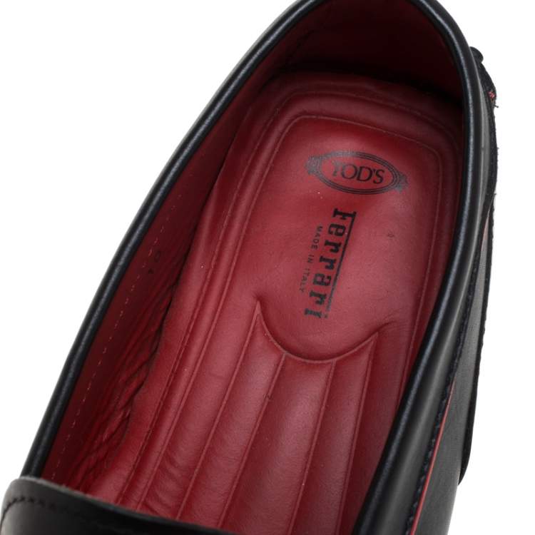 Pre Owned Tod's For Ferrari Black Leather Slip On Loafers Size 44.5
