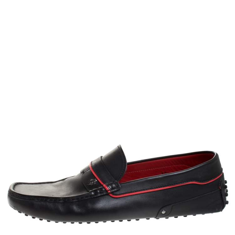 Pre Owned Tod's For Ferrari Black Leather Slip On Loafers Size 44.5