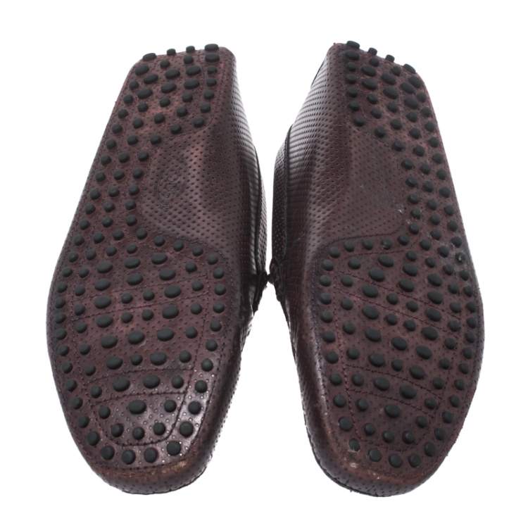 مملوكة مسبقًا Tod's Brown Perforated Leather Gommino Loafer Size 42