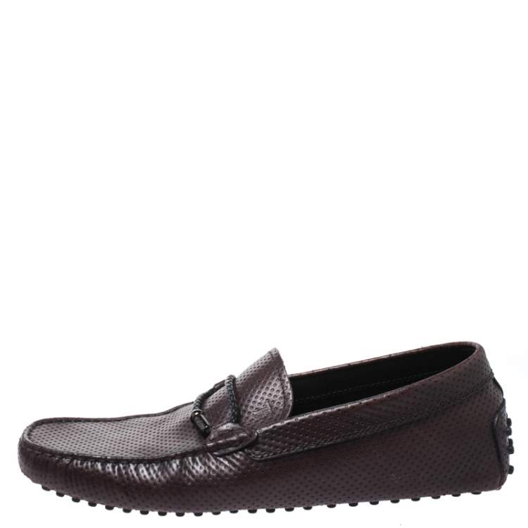 مملوكة مسبقًا Tod's Brown Perforated Leather Gommino Loafer Size 42