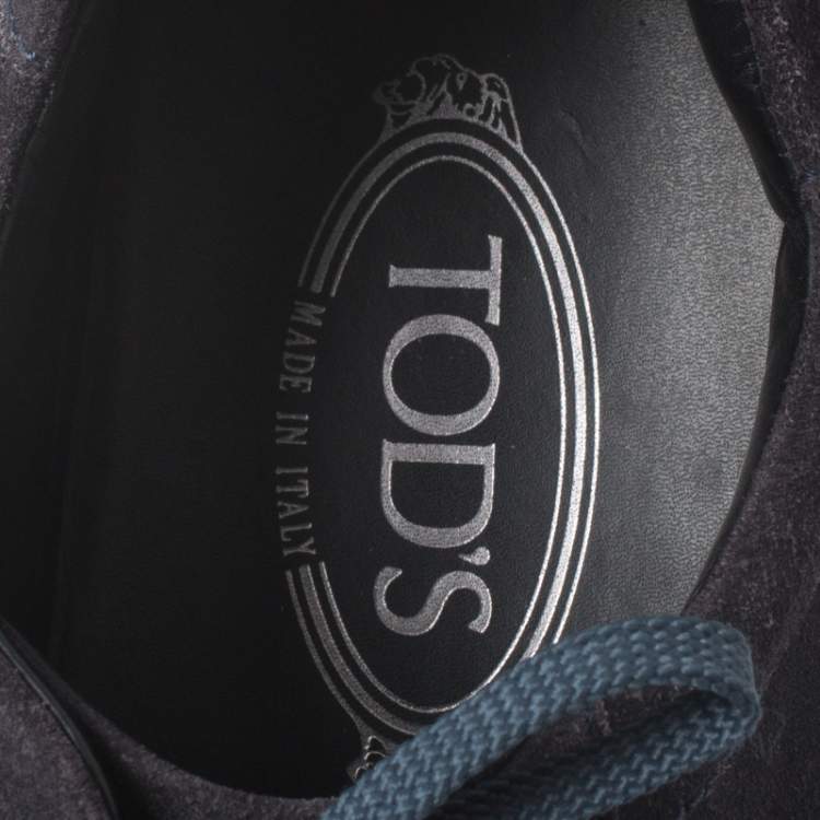 Pre Owned Tod's Blue Suede Leather Low Top Sneakers Size 44