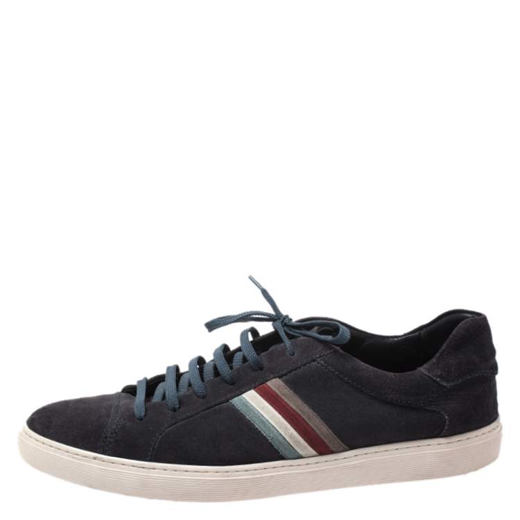 Pre Owned Tod's Blue Suede Leather Low Top Sneakers Size 44
