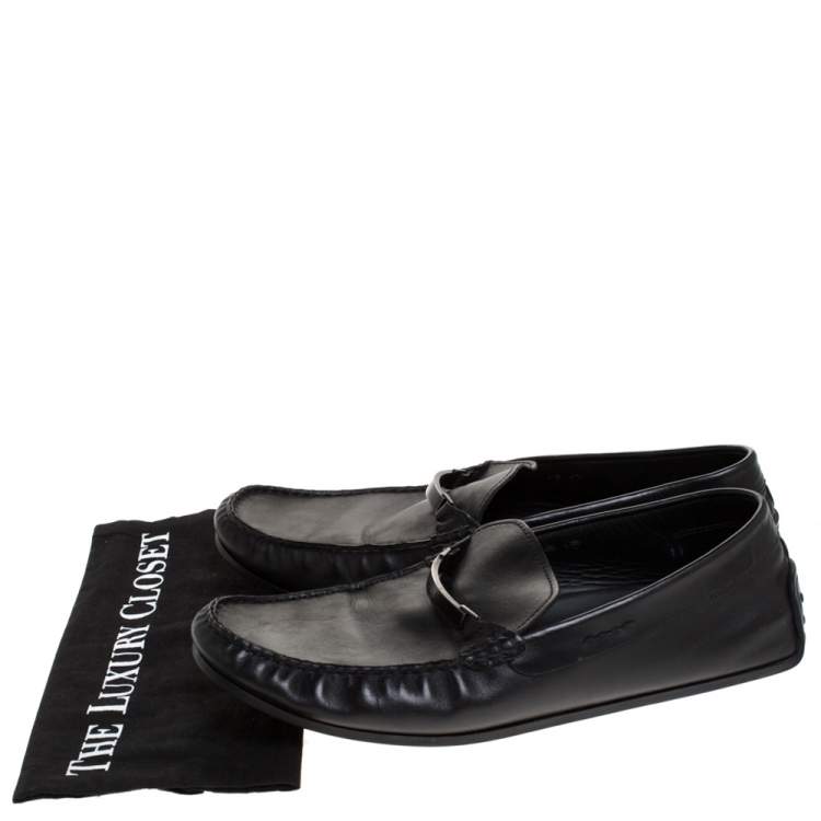 Pre Owned Tod's Black Leather Gommino Loafers Size 45.5