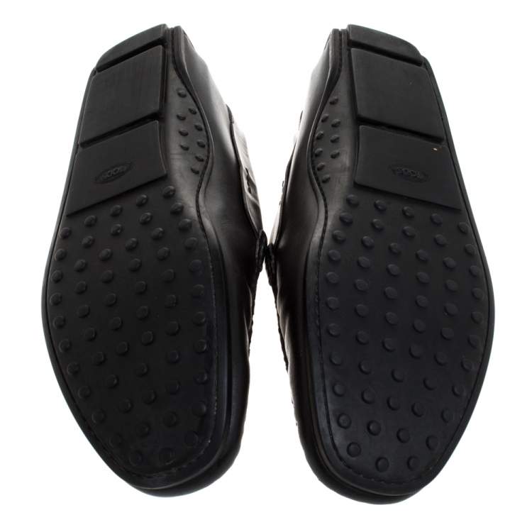 Pre Owned Tod's Black Leather Gommino Loafers Size 45.5