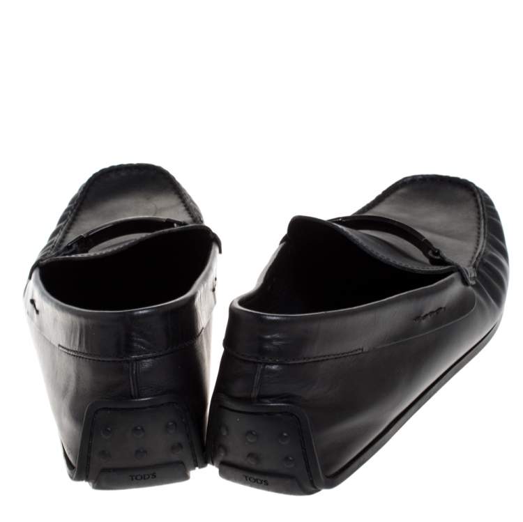 Pre Owned Tod's Black Leather Gommino Loafers Size 45.5
