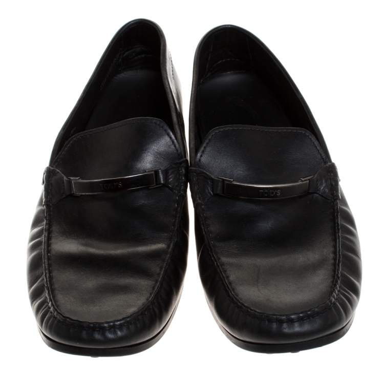 Pre Owned Tod's Black Leather Gommino Loafers Size 45.5