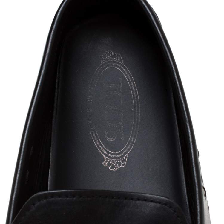 Pre Owned Tod's Black Leather Gommino Loafers Size 45.5