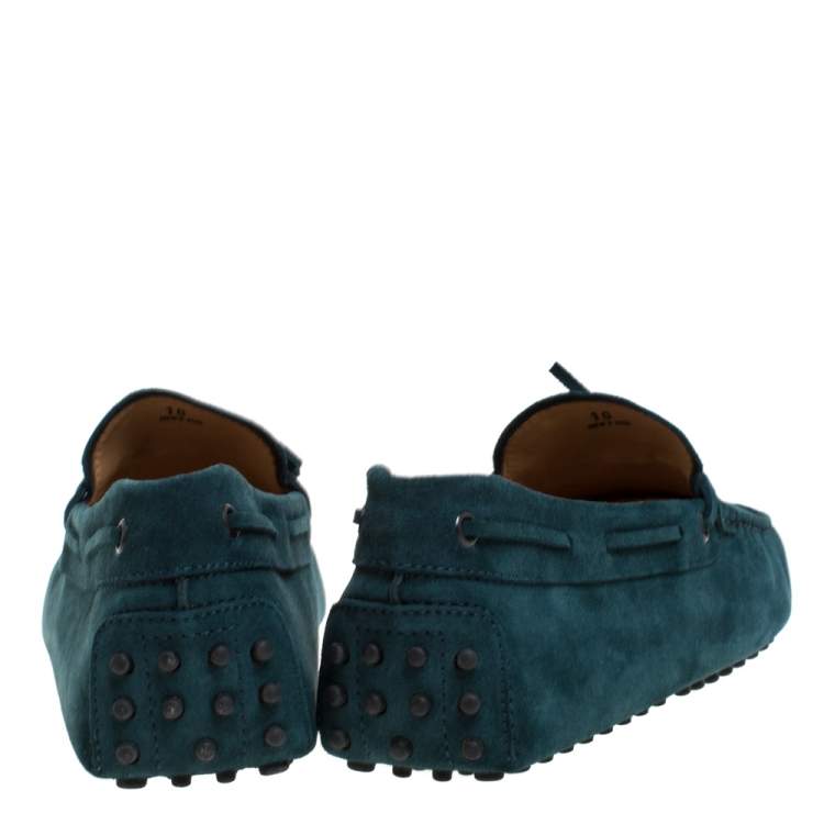 Pre Owned Tod's Dark Green Suede City Gommino Driving Loafers Size 44.5