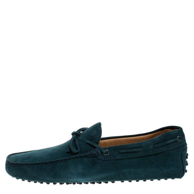 Pre Owned Tod's Dark Green Suede City Gommino Driving Loafers Size 44.5