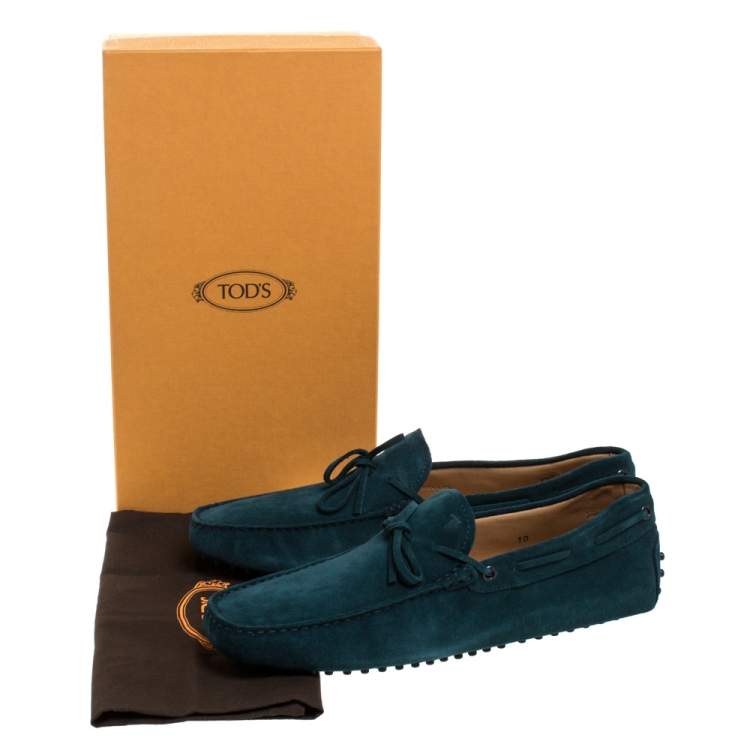 Pre Owned Tod's Dark Green Suede City Gommino Driving Loafers Size 44.5