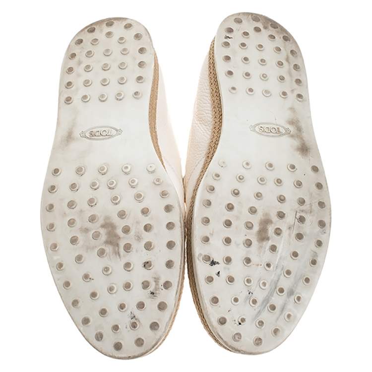 Pre Owned Tod's White Leather Slip On Sneakers Size 45.5