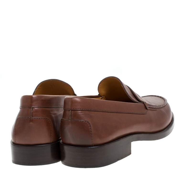 Pre Owned Tod's Brown Leather Penny Loafers Size 39.5