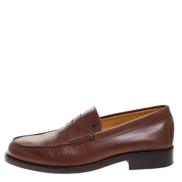 Pre Owned Tod's Brown Leather Penny Loafers Size 39.5