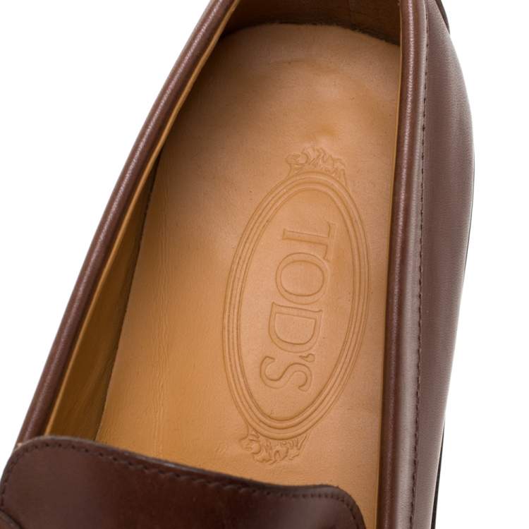 Pre Owned Tod's Brown Leather Penny Loafers Size 39.5