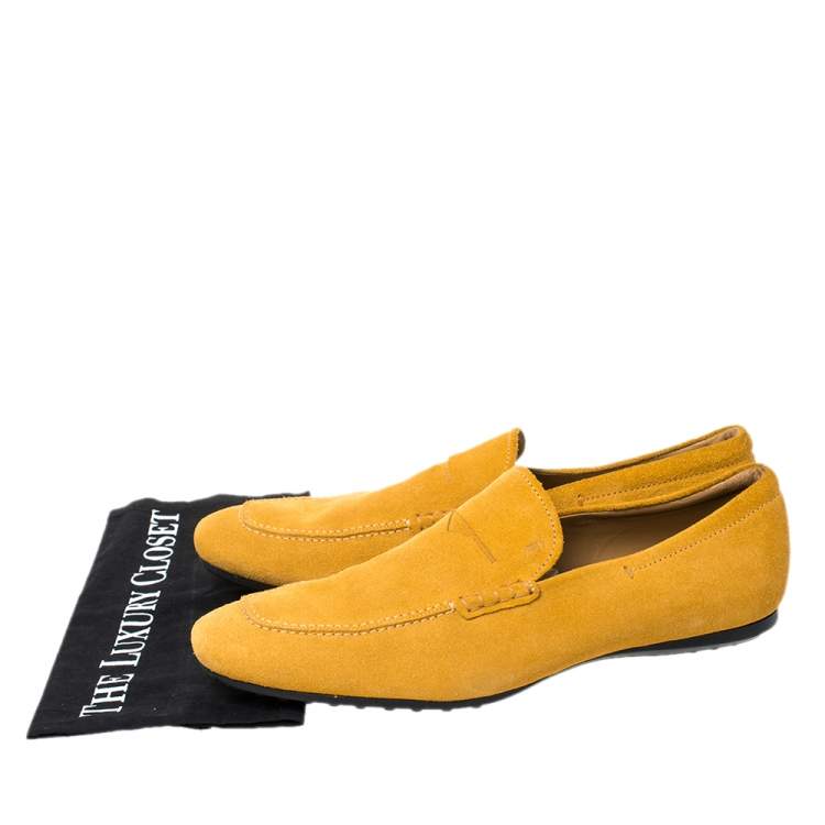 Pre Owned Tod's Mustard Suede Penny Loafers Size 44.5