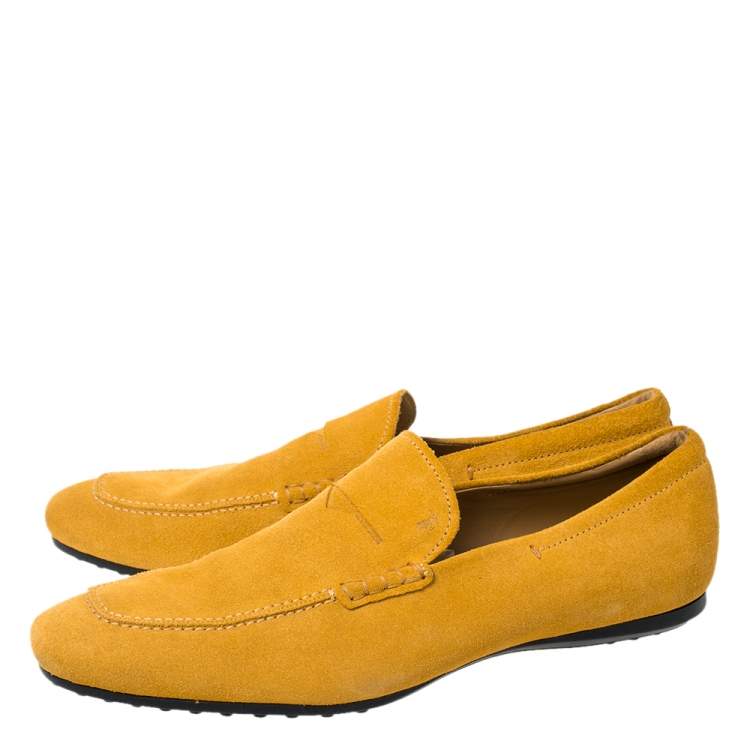 Pre Owned Tod's Mustard Suede Penny Loafers Size 44.5