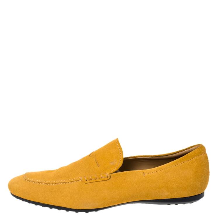 Pre Owned Tod's Mustard Suede Penny Loafers Size 44.5