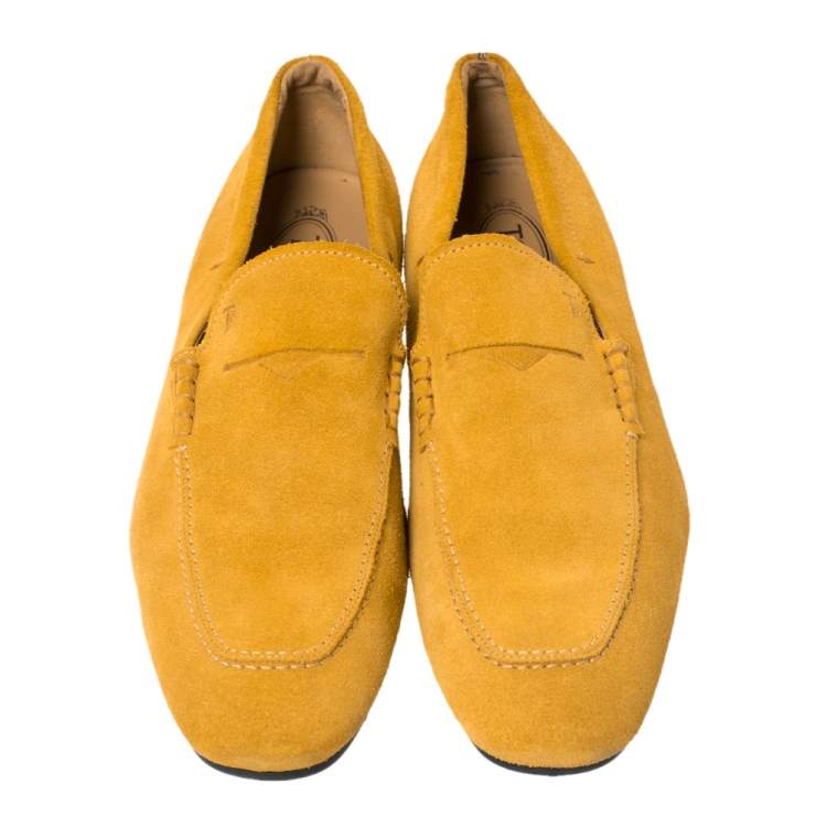 Pre Owned Tod's Mustard Suede Penny Loafers Size 44.5