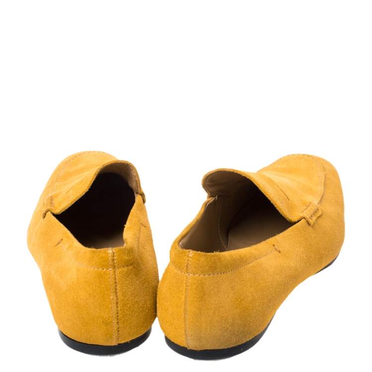 Pre Owned Tod's Mustard Suede Penny Loafers Size 44.5