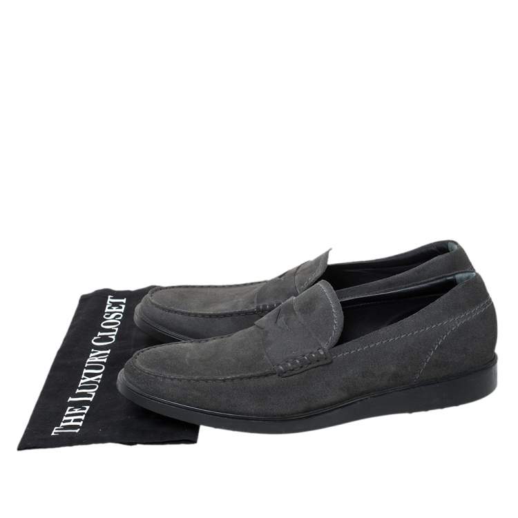 Pre Owned Tod's Grey Suede Penny Loafers Size 41.5