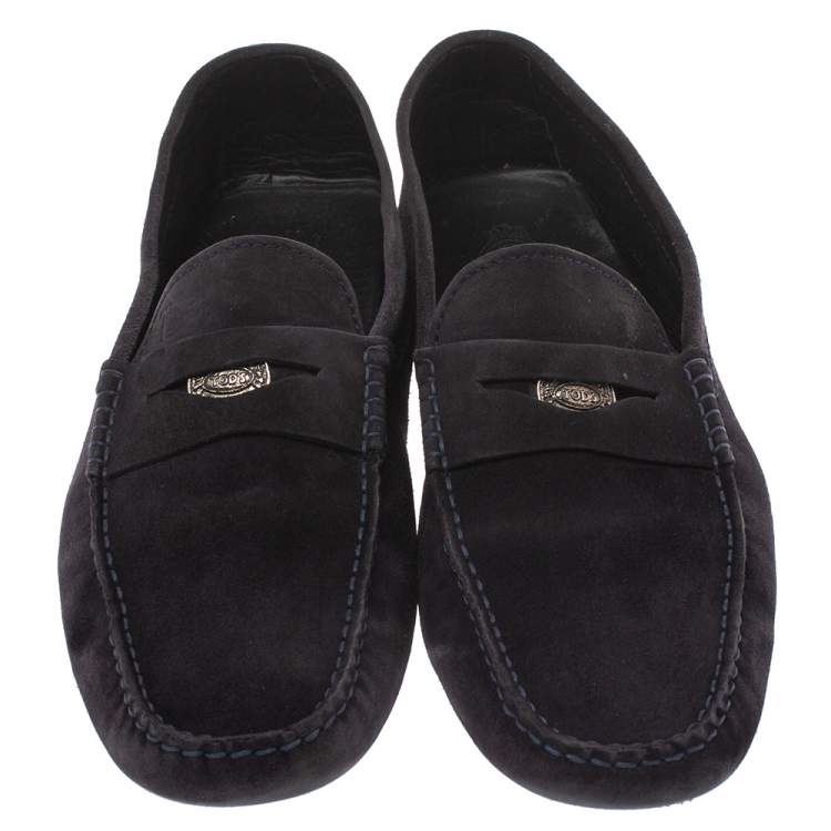 مملوكة مسبقًا Tod’s Dark Blue Suede Penny Loafers Size 44