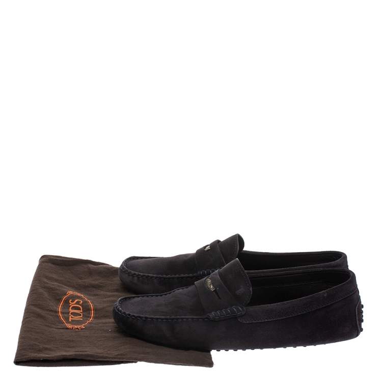 مملوكة مسبقًا Tod’s Dark Blue Suede Penny Loafers Size 44
