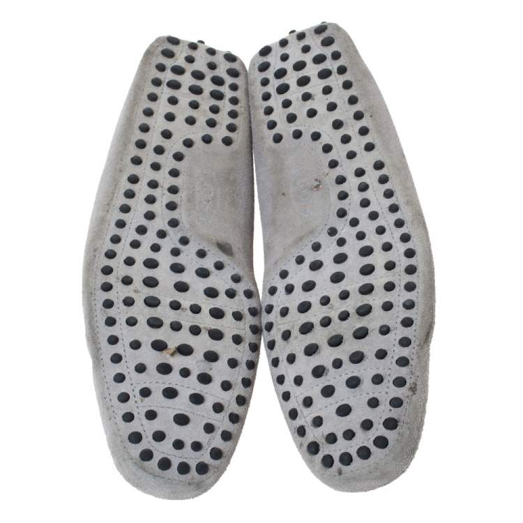 Pre Owned Tod's Grey Suede Bow Detail Driving Loafers Size 45