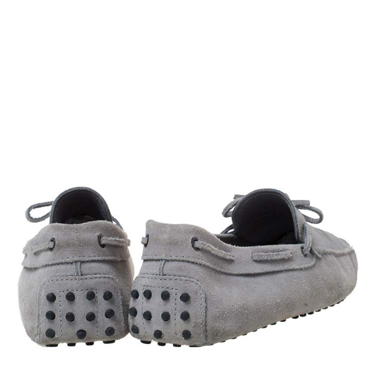 Pre Owned Tod's Grey Suede Bow Detail Driving Loafers Size 45