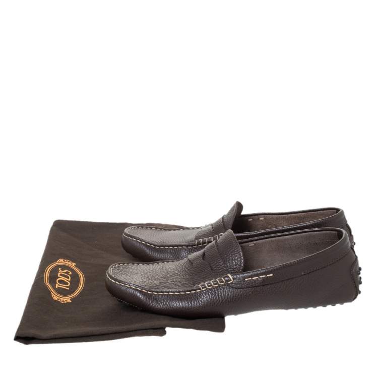 مملوكة مسبقًا Tod's Dark Brown Leather Penny Driving Loafer Size 41.5