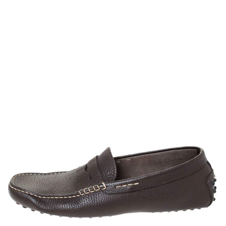 مملوكة مسبقًا Tod's Dark Brown Leather Penny Driving Loafer Size 41.5