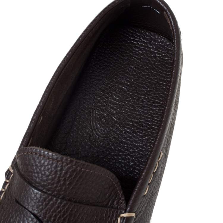 مملوكة مسبقًا Tod's Dark Brown Leather Penny Driving Loafer Size 41.5