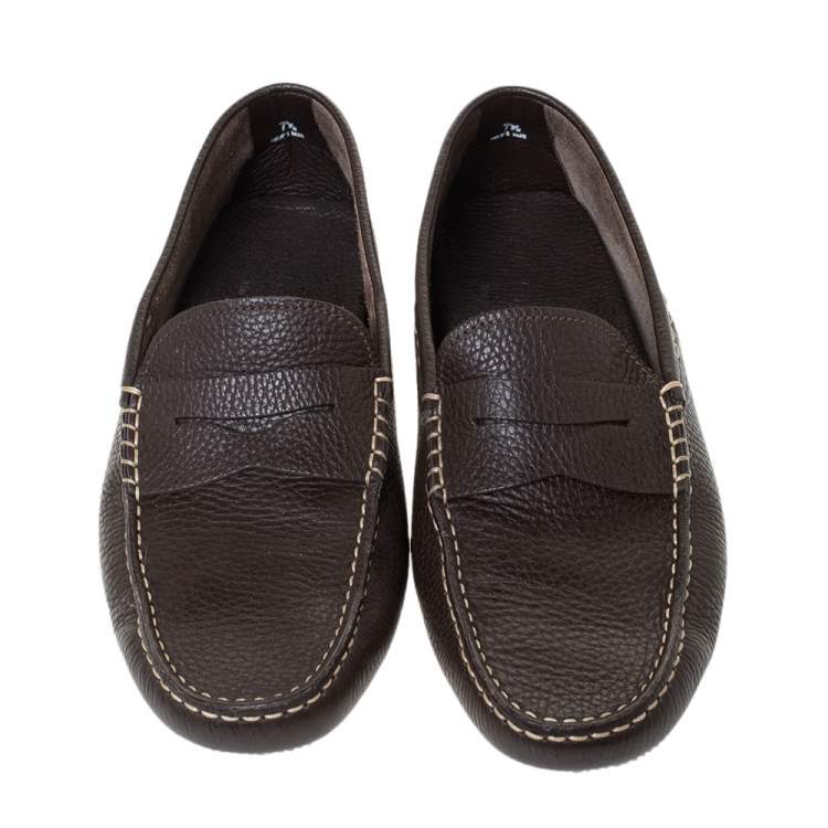 مملوكة مسبقًا Tod's Dark Brown Leather Penny Driving Loafer Size 41.5