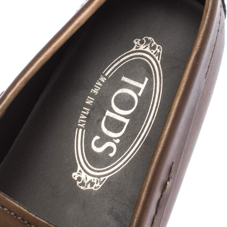 مملوكة مسبقًا Tod's Brown Leather Braided Horsebit Slip On Loafers Size 42.5