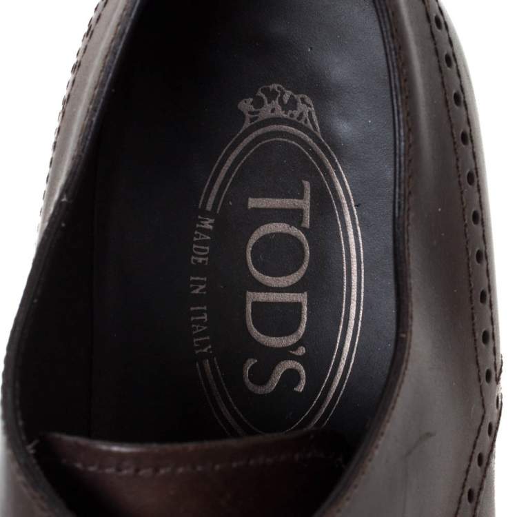 Pre Owned Tod's Brown Brogue Leather Lace Up Derby Size 40