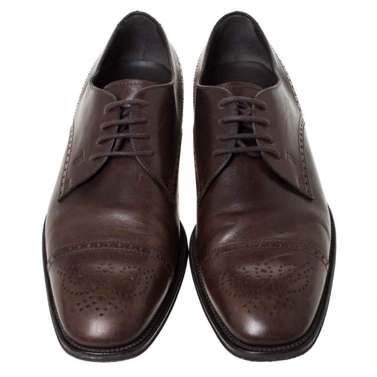 Pre Owned Tod's Brown Brogue Leather Lace Up Derby Size 40