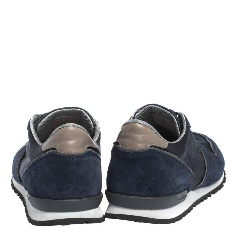 Pre Owned Tod's Blue Suede and Mesh Lace Up Low Top Sneakers Size 43