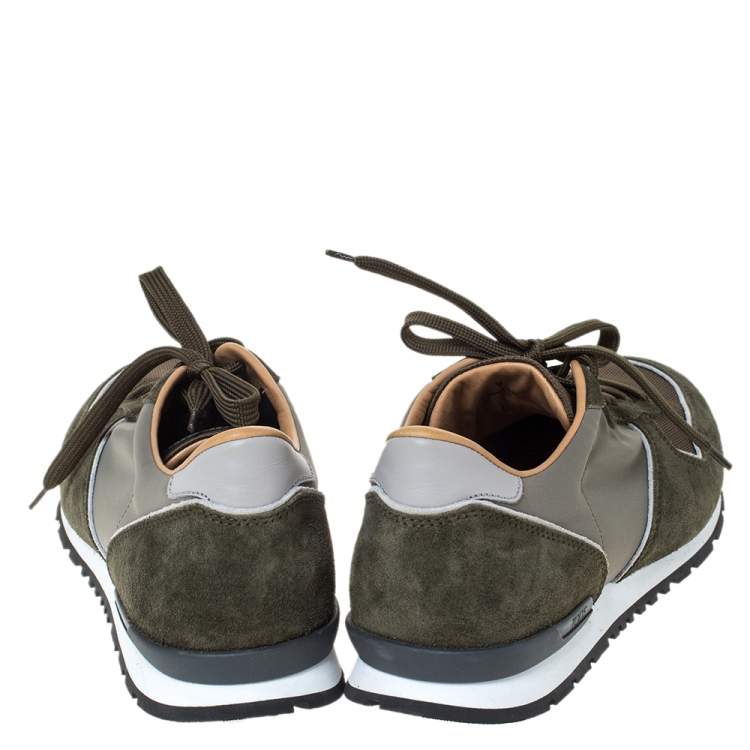 Pre Owned Tod's Green Suede And Mesh Low Top Sneakers Size 43