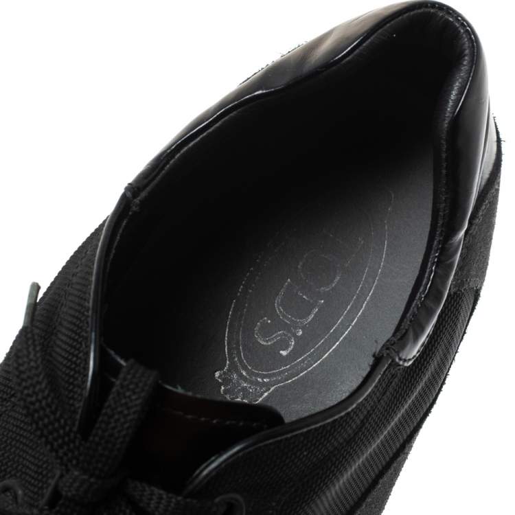 Pre Owned Tod's Black/Grey Suede and Canvas Lace Up Low Top Sneakers Size 45.5