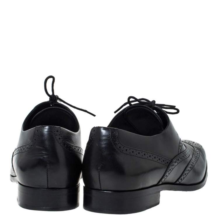 Pre Owned Tod's Black Brogue Leather Lace Up Oxfords Size 42.5