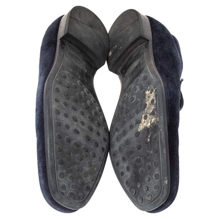 Pre Owned Tod's Blue Suede Braided Bit Loafers Size 42