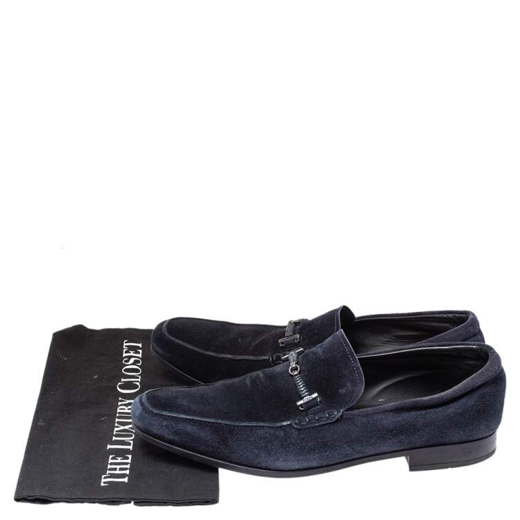 Pre Owned Tod's Blue Suede Braided Bit Loafers Size 42